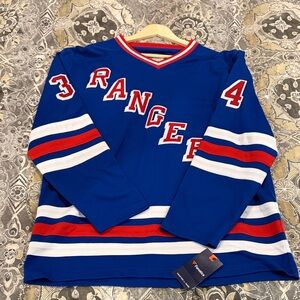 JOHN VANBIESBROUCK SIGNED NEW YORK RANGERS BLUE FANATICS JERSEY